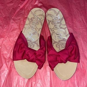 NWOT Gingham Red Bow Blowfish Sandals